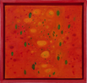 Blüten – orange	 (40x40cm),	2011,	Öl und Pigmente auf Leinwand