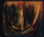 Vor einer Kerze (Paul Celan)	 (90x80cm),	1996,	Öl und Pigmente auf Leinwand