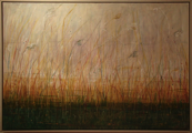 Schilflandschaft I	 (120x80cm),	2013,	Öl und Pigmente auf Leinwand
