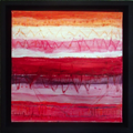 Landschaft rot	 (30x30cm),	1997,	Öl und Pigmente auf Leinwand
